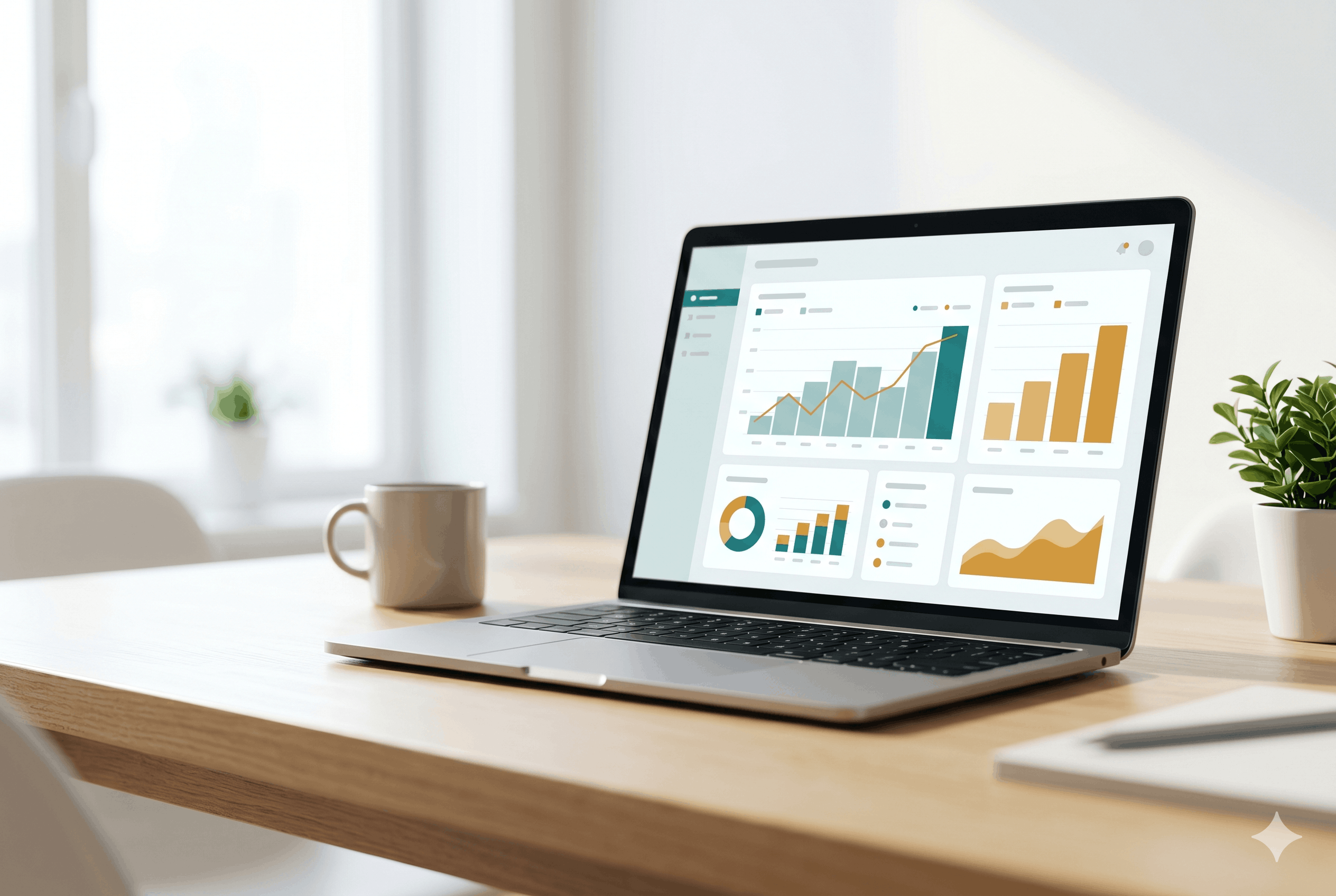 Online-Marketing für Onlineshops, Arbeitsplatz mit Analytics-Dashboard bei BOSSMA für Prenzlau