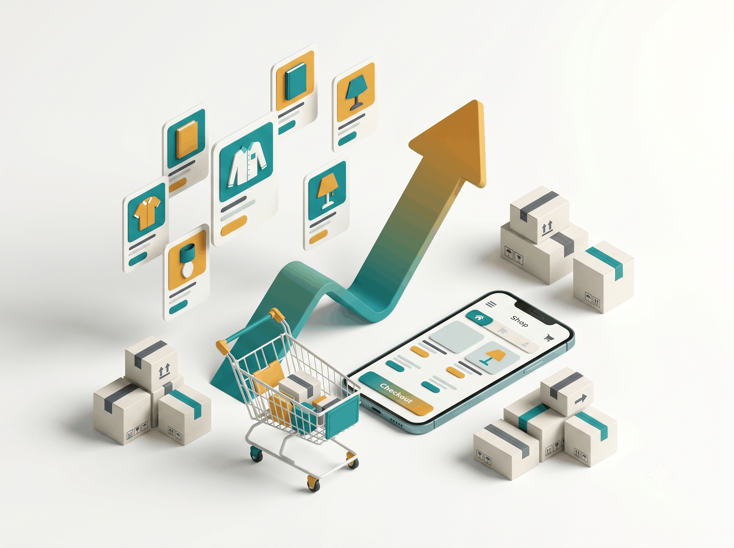 Onlineshops jeder Branche, E-Commerce-Konzept in den BOSSMA-Markenfarben